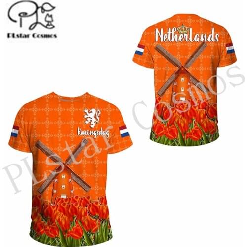 PLstar Cosmos 3DPrint Netherlands Flag Country National Culture Tattoo Turtle Man/Woman Harajuku Streetwear T-Shirt Short Sleeve
