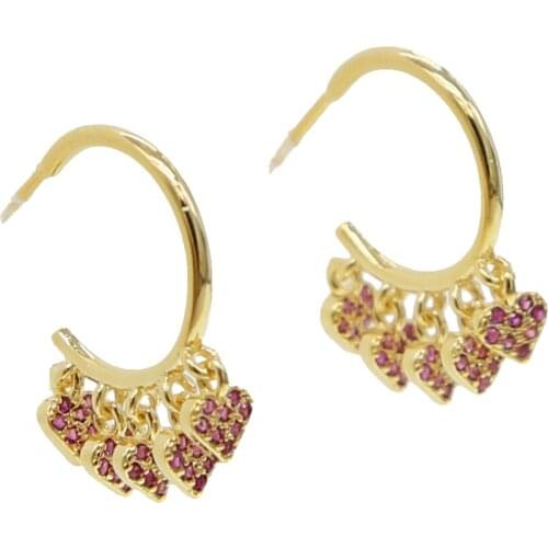 Endless hoop earrings for women cartilage cz heart charm earring gold color hoop earrings jewelry gift for girls