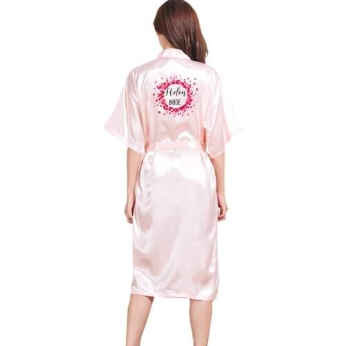 Ladies Gowns Long Bride Kimono Silk Robe Satin Night Dress Gown Wedding Robe Bathrobe Robe
