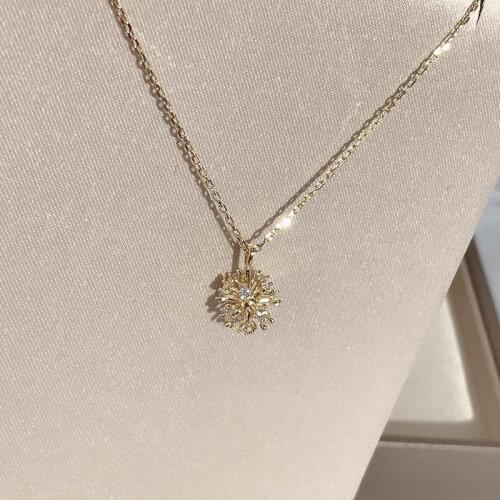 925 Sterling Silver Dandelion Zircon Necklace for Women Mnimalist Clavicle Chain Choker Wedding Jewelry