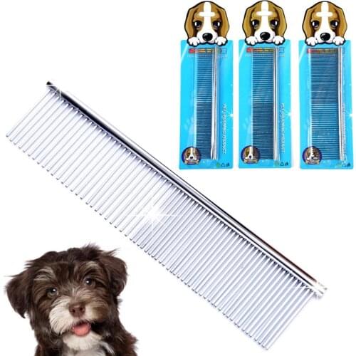19cm Pet Comb Cat Dog Grooming Tool Shedding Combs Dog Comb Professional Steel Grooming Comb Dog Cat Cleaning BrushSingle