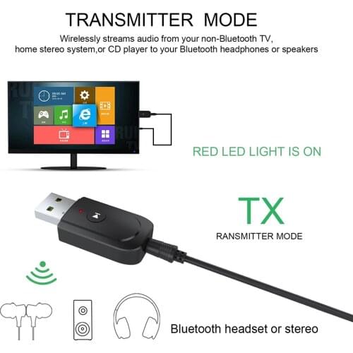 5.0 Stereo Wireless Audio Transmitter Receiver USB PC Dongle Adapter