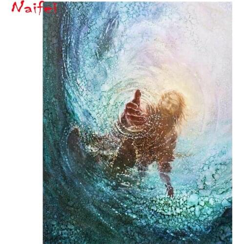 5d diy Diamond Paintings Jesus Reaching Hand into the Water Home Decor Cross Stitch DIY full drill Diamond Embroidery Patterns