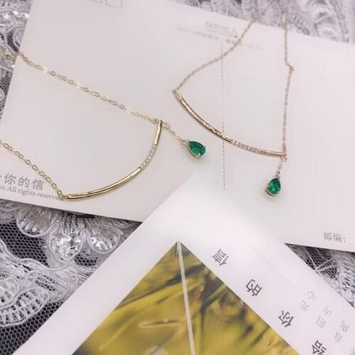 AZJ Emerald Necklace Fine Jewelry Pure 18K Gold Jewelry AU750 Natural Green Emerald 0.4ct Gemstones Pendants Fine Necklace