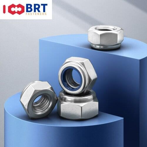 BAIRUITE 2/5/25pcs M2 M2.5 M3 M4 M5 M6 M8 M10 M12 M16 304 Stainless Steel Black Hex Nylon Insert Lock Nut Self-locking Nut Lock