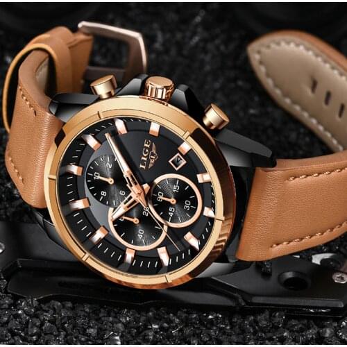 LIGE Watch Top Brand Man Watches with Chronograph Sports Waterproof Clock Man Watches Military Luxury Mens Watch Analog Quartz