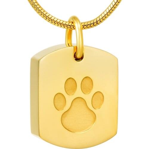 CMJ8003 Hypoallergenic Dog Pet Paw Printed Keepsake Cremation Urn Pendant Chain Necklace Stainless Steel Polished Jewelry