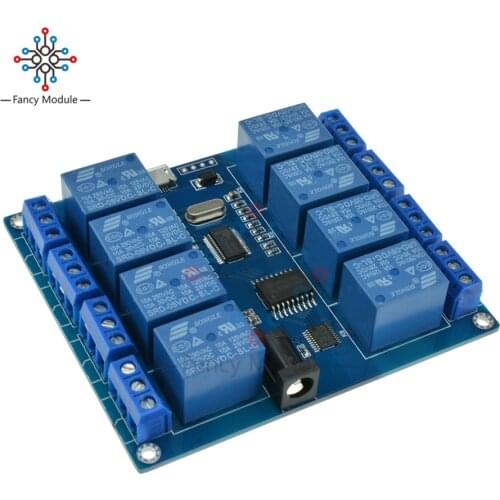 DC 5V 10A Micro USB Relay Module 8 Channel Indicator Board PC Upper Computer ICSE014A Software Control