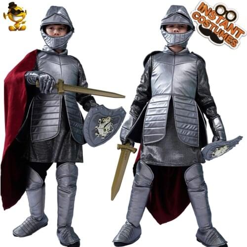 Kids Royal Warrior Knight Costumes Role Play Roman Warrior Clothes Cosplay Kid Halloween Costume