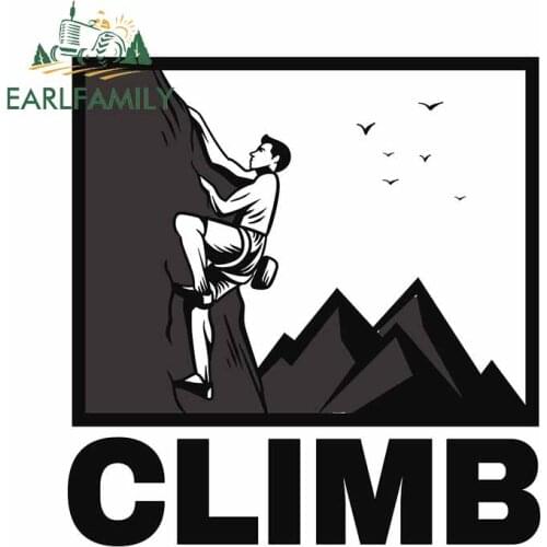 EARLFAMILY 13cm x 12.4cm for Climb Mountain Man Car Stickers Refrigerator Waterproof Decal Refrigerator Cartoon Vinyl Car Wrap