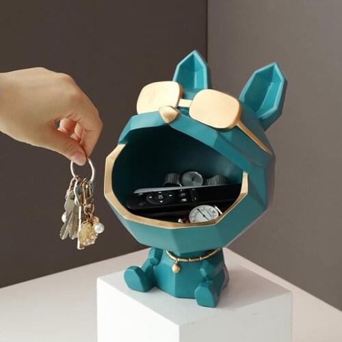 Entrance Key Storage Ornaments Creative Light Luxury Fortune Dog Porch Shoe Cabinet TV Cabinet Home Decoration Desktop Storage