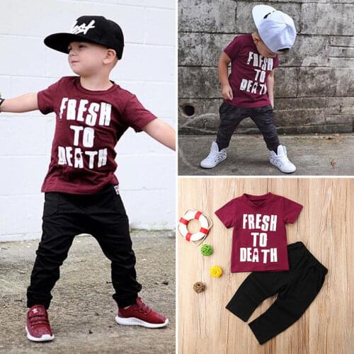 Pudcoco Boy Set 1Y-6Y Kids Baby Boys Casual Short Sleeve Tops T-shirt Pants Trousers Outfits Clothes