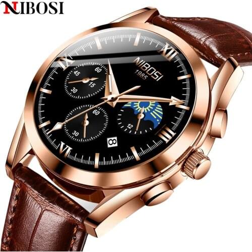 NIBOSI New Business Men Watch Luxury Brand Blue Stainless Wrist Watch Chronograph Army Military Quartz Watches Relogio Masculino