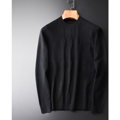 Classic Men Sweater Fashion Dark Grain Jacquard Black Round Collar Sweaters Autumn And Winter Pullover Masculino Mens Sweaters