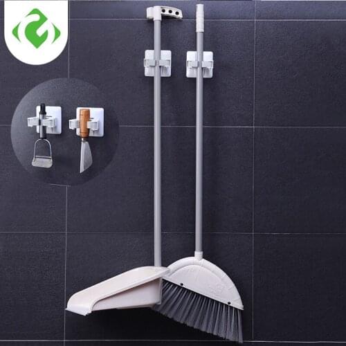 Wall Mounted Mop Organizer Holder Brush Broom Hanger Storage Rack Kitchen Tool Wall Housekeeper Accessory Hanging Pipe Hooks