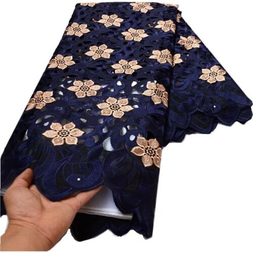 2021 new high quality Handcut holed African embroidery lace fabric 5 Yards swiss voile lace for Wedding dresses - S8974