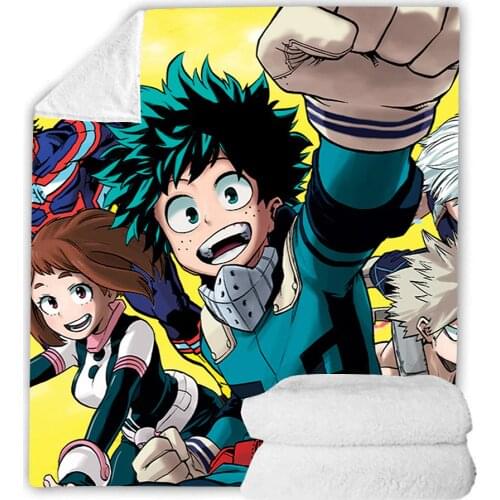 Anime Blanket My Hero Academia Flannel Blanket Fluffy Soft Plush Lightweight Flannel Throw Blanket for Bedroom Living Room Decor