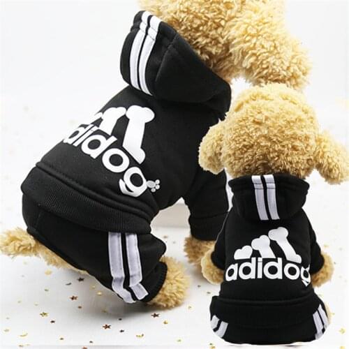 Dog Adidog Print Clothes Pet Sports Clothes Spring and Autumn Dog Coat Jacket Soft Cotton Hoodies Outfit Pug Sweater Clothing