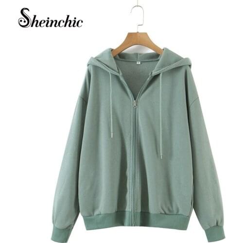 Sheinchic 2021 Autumn Winter Fashion Hoodies Sweatshirts Womens Vintage Long Sleeve Fleece Female Pullovers Chic Tops