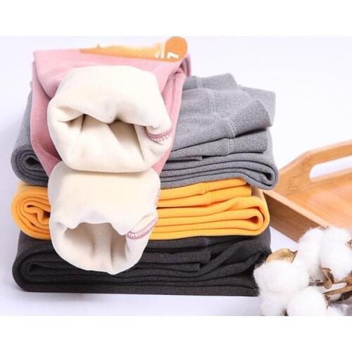 2021 Autumn Winter New Baby Boys Girls Pants Kids Boys Thick Velvet Warm Trousers Children Casual Solid Color Pants Legging W328