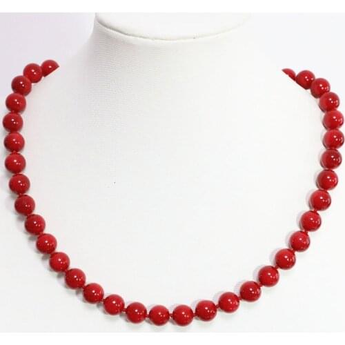 Charms red coral/pink orange 8,10,12,14mm round beads necklace beauty women jewelry shipping free