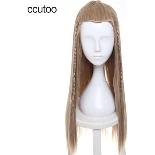 Ccutoo 28" Blonde Long Straight Slicked Back Styled Braid Synthetic Hair Party Cosplay Costume Wigs The Hobbit Prince Legolas