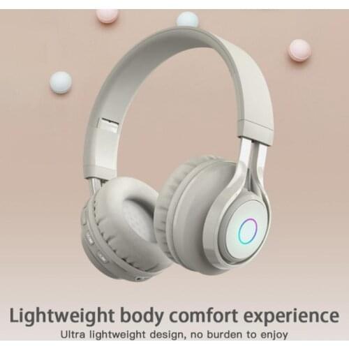 Flashing LED Portable Folding Headphones Bluetooth Wireless Headset With Mic Kid Girl Stereo Music Earbud Phone Earphone Gift