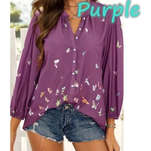 Spring Womens Floral Printed Long-Sleeved Lapel Shirts Fashion Casual Tops Loose Button Shirts Ladies Clothes Thin Section