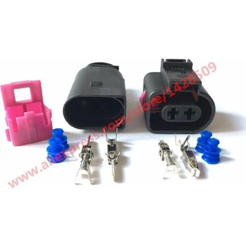 20 Sets 2 Pin 1J0973722 1717692-1 8D0973822 3.5mm Female Male Auto Temp Sensor Plug Electric Horn Socket Connector For VW Audi