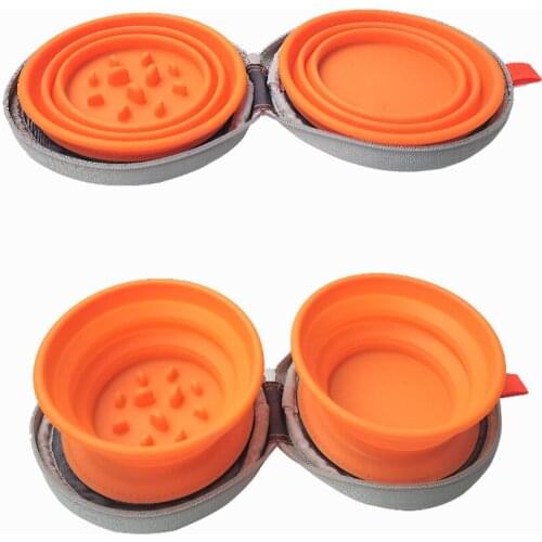 Folding Pet Bowl Portable Outdoor Water Food Feeder Bowl Double Side Dish Plate For Pet Water Dispenser Feeder Dog Pet Product