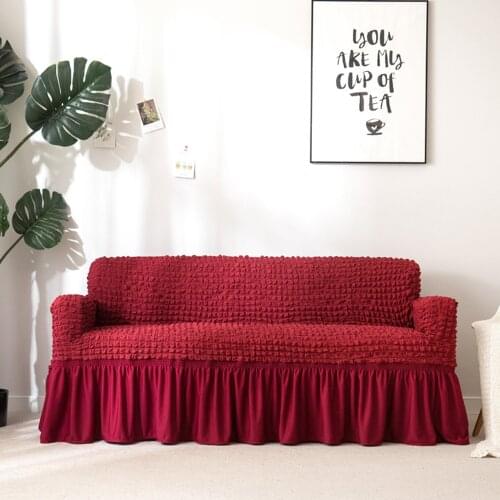 Super Elastic Sofa Cover with Dust Ruffle All Seasons Universal for Living Room S/M/L/XL