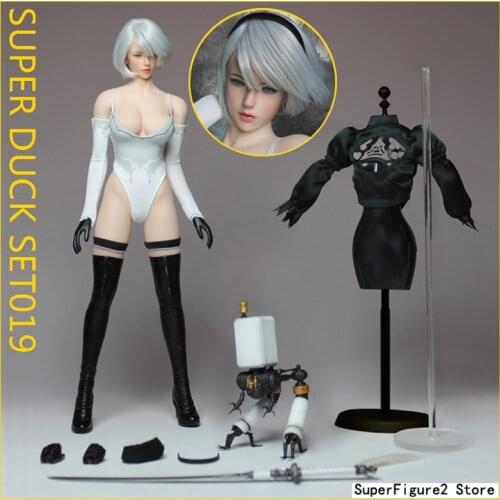SUPER DUCK SET019 1:6 Sexy Girl Head Sculpt Set and Robot NieR: Automata 2b YoRHa No 2 Fit 12" Female PH Figure Body