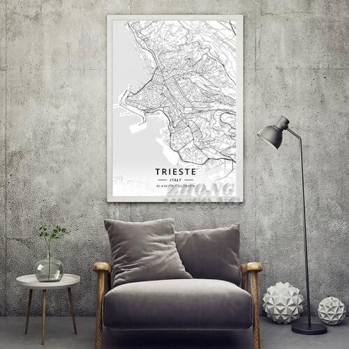 Trieste Lecce Palermo Taranto Parma Rome Italy Map Canvas Art Poster Modular Canvas Pictures