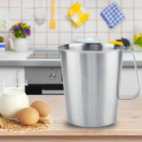 High Quality 2L Large Thicker Stainless Steel Measuring Bucket Milk Frothing Jug For Coffee Art Kitchen Bar Measuring Tools