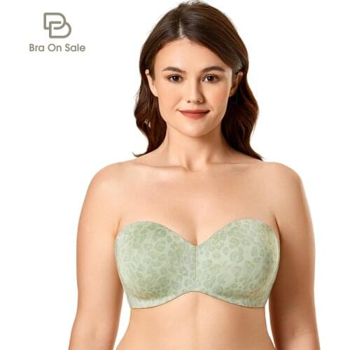 Womens Floral Strapless Minimizer Bra Plus Size Underwire Multiway Non-Padded