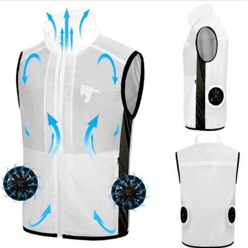 1pcs Summer Fan Cooling Vest Men Women Air Conditioning Cool Coat Outdoor Sun Protection Jacket USB Charing Waistcoat