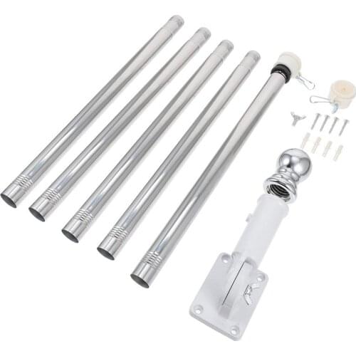 1 Set 6ft Aluminium Alloy Flag Pole Kit And Flagpole Mounting Base Flagpole And Stand Kit With 180-Degree Adjustable Wall Holder