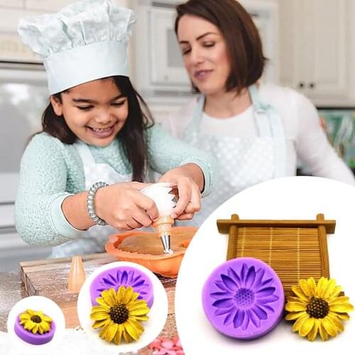 1pc Cake Tools Sunflower Sunflower Chocolate Silicone Mold Cake Decoration Mold Fondant Mold Baking Accessories Инструменты