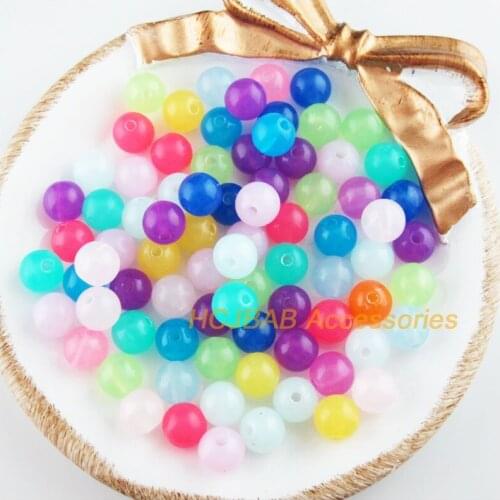 120Pcs Mixed Colors Acrylic Jelly Round Spacer Beads Charms 8mm