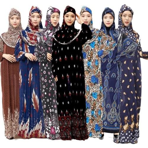 Random Color 2Pcs Muslim Traditional Costumes for Women Child Arab Islamic Abaya Dress Hijab Luxury Dubai Middle East Clothing