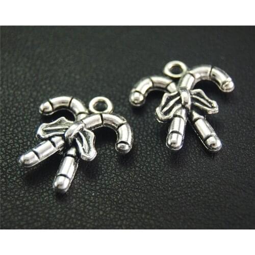 20pcs Silver Color Christmas Gifts Candy Charm Handmade Pendants Jewelry Findings 19x17mm A2052