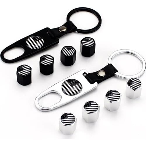 KUKAKEY Metal Alloy Car Wheel Tire Valve Stem Caps American Flag printing Anti Theft Tyre Valve Dust Caps For Chevrolet Cruze