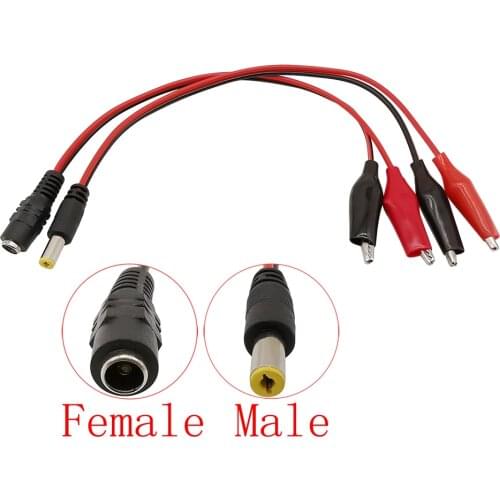 5.5mm x 2.1mm DC Male Female Cable Connector 5.5*2.1mm DC Power Plug Jack to Dual Alligator Clips Test Crocodile Clip Wire