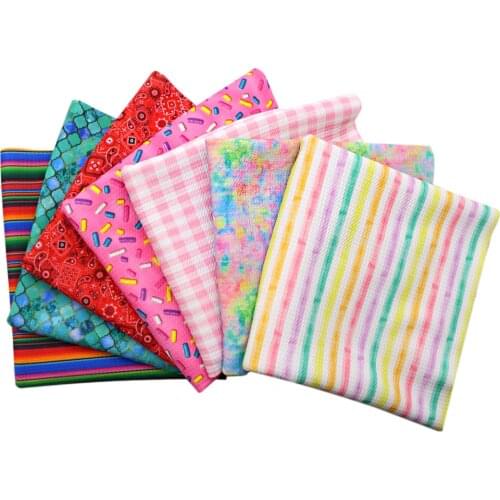 50*145cm Plaid Knit Stretch Fabric Stripe Rainbow Color Bullet Textured Liverpool For Sew DIY Cloth Baby Head wrap bows Dress