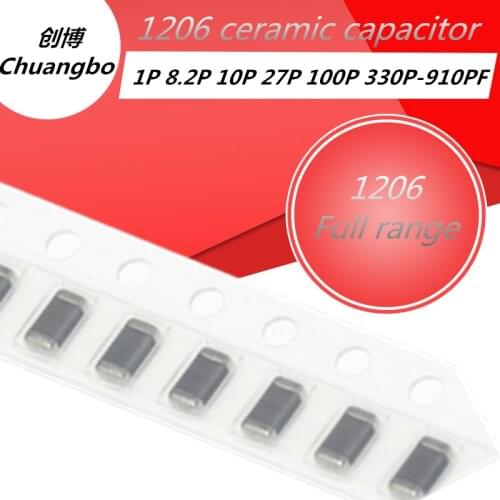 50PCS 1206 ceramic chip capacitor error 5% 50V 1206 1pF 1.2PF 1.5P 2P 5.1P 47P 56P 68P 82P 100PF 150P 270P 390P 470P-910PF