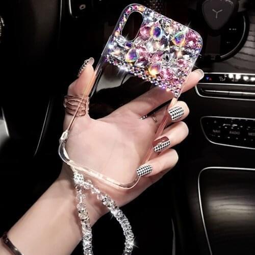 Phone Case For Huawei Honor 8 9 10 20 Lite V10 V20 V307X 8X 9X Nova 3 4 5 6 Colorful Bling rhinestone crystal strap phone case