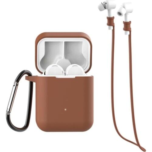 Case Mi Air Earphones Protective Soft Silicone Carrying Bag 3 in 1 Earbuds Accessories Equipped with Anti-Lost Rope & B