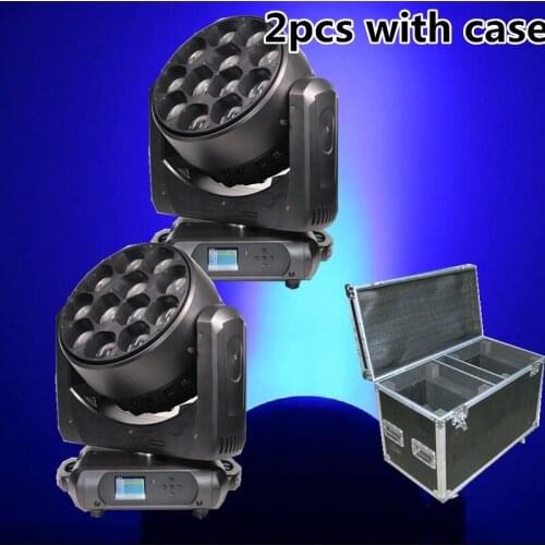 2pcs with flight case 12x40w dmx moving head wash beam stage light party lights fixture equipment pixel control zoom function