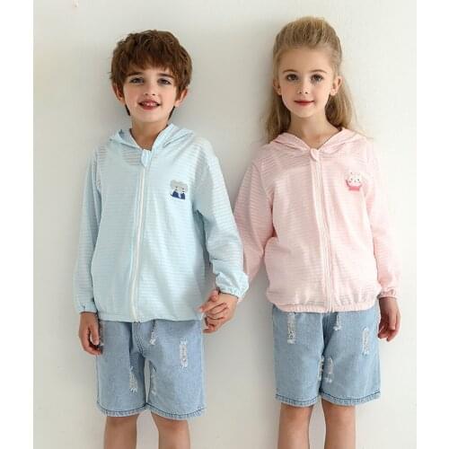 Girls Kids Clothes Windbreaker Jacket with Hood Girl Summer Knitted Jacket Hooded Cardigan Summer Full Sleeve Boys Coat