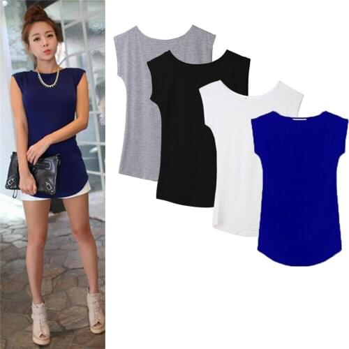 New Style Women T-Shirts Summer Women Lady Modal Cotton Sleeveless T-Shirt Soft Feel Plain Pure Color Top Fashion Hot 2019